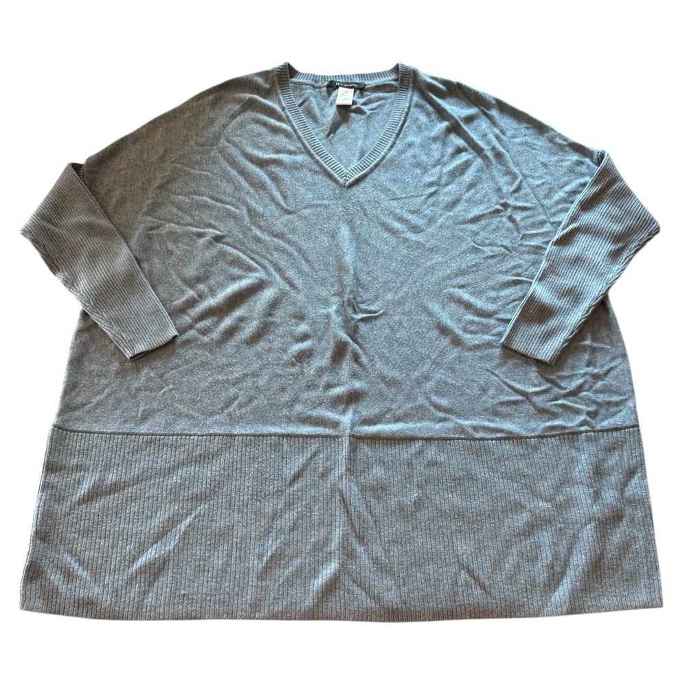 H by Halston Women's Gray V-Neck Sweater S/M